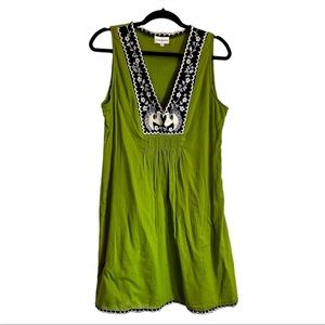 Green Embroidered Midi Dress